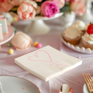 Moderne rosa Liebesherz-Hochzeitsserviette Serviette