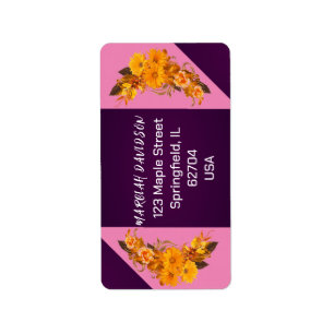 Moderne rosa Lila Floral Boho Ästhetik Trindy Adressaufkleber