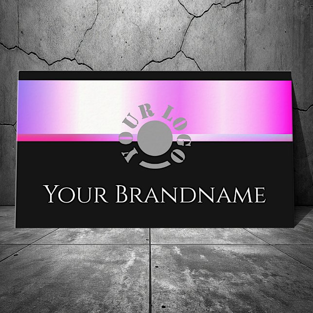 Moderne, rosa Lila Gradient Schwarz und Logo Visitenkarte (Von Creator hochgeladen)