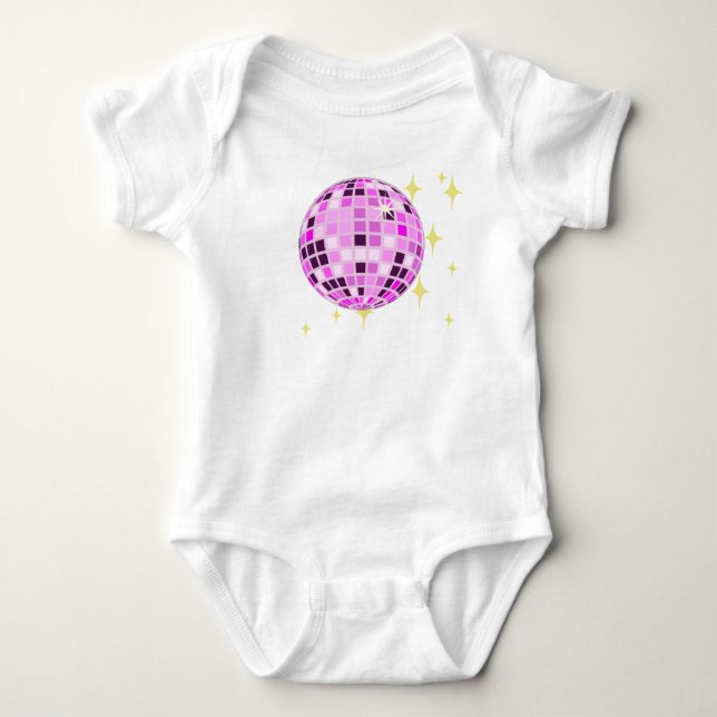 Moderne rosa Lila Retro Diskothek Ball Baby Strampler (Vorderseite)
