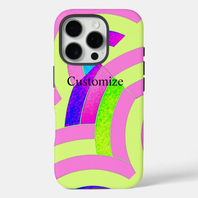 Moderne rosa/Limone Chevronen iPhone 16 Pro Hülle (Rückseite)