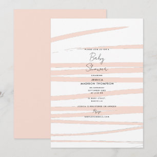 Moderne Rosa Linien Abstrakt Art Babydusche Einladung