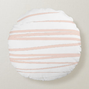 Moderne rosa Linien, Abstrakte Kunst Rundes Kissen