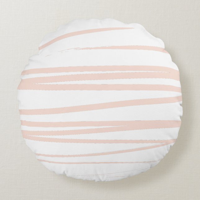 Moderne rosa Linien, Abstrakte Kunst Rundes Kissen (Vorderseite)