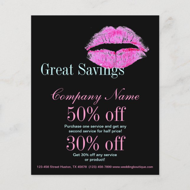 moderne Rosa Lippen Makeup Artist Kosmetologe Flyer (Vorne)