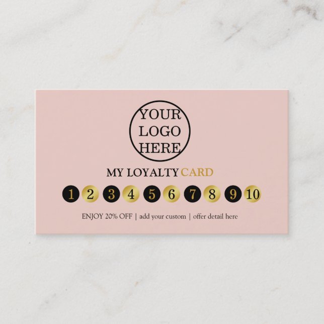 Moderne Rosa-Logos für das Business-Rewards-Punch Treuekarte (Vorderseite)