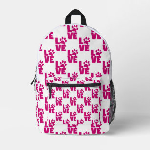 Moderne rosa "LOVE" Pfotenabdruck-Rucksack Bedruckter Rucksack