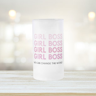 Moderne rosa Mädchenboss-Best-Girly-Geschenk Mattglas Bierglas