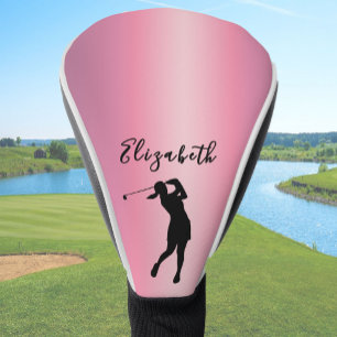 Moderne rosa metallisch aussehende Dame Golferin m Golf Headcover