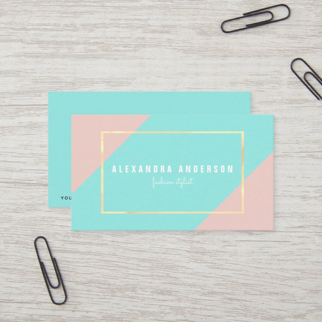Moderne rosa & Mini Green Business Card Visitenkarte (Vorderseite/Rückseite Beispiel)
