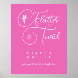 Moderne rosa Minimalistische Fairy Diaper Raffle Poster