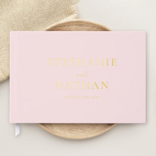 Moderne Rosa Minimalistische Goldfoileien Hochzeit Gästebuch