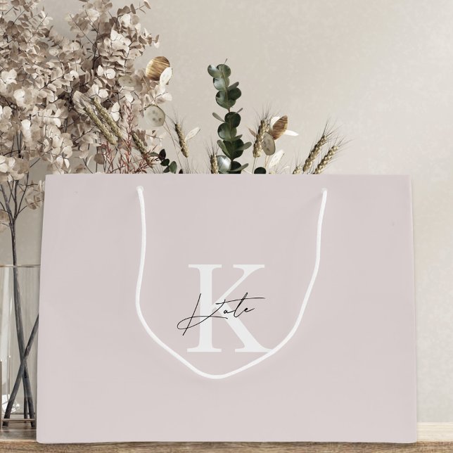 Moderne rosa Monogramm Bridesmaid Vorschlag Gesche Große Geschenktüte (Von Creator hochgeladen)