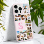 Moderne rosa Monogramm Custom 25 Foto Collage iPhone 16 Pro Max Hülle<br><div class="desc">Erstellen Sie Ihre eigene personalisierte iPhone-Hülle mit 25 Ihrer Lieblingsfotos in einem benutzerdefinierten Collage-Raster mit Monogramm-Initialen in Rosa.</div>