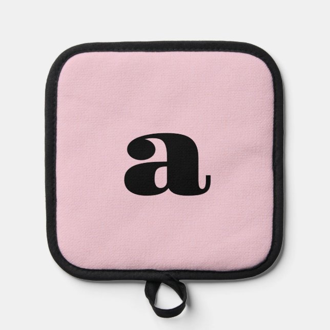 Moderne rosa Monogramm-Initiale  Topflappen (Vorderseite)