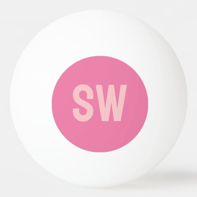 Moderne rosa Monogramm-Initialen Tischtennisball (Vorderseite)