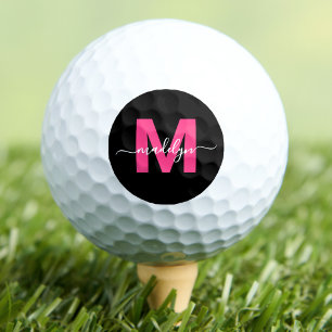 Moderne rosa Monogramm-Name Anfangsbuchstaben pers Golfball