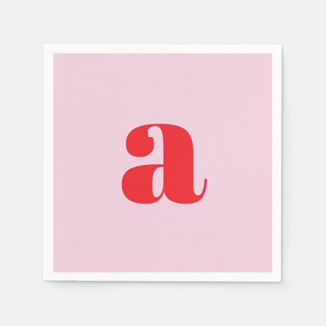 Moderne rosa Monogramm Servietten (Vorderseite)
