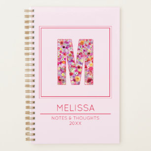 Moderne rosa monogrammierte Namensbuchstabe M Planer