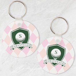 Moderne rosa Muster Name Anfangsbuchstabe Monogram Schlüsselanhänger