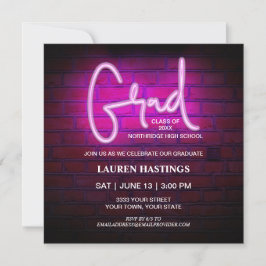Moderne rosa Neon 2023 Foto Graduation Party Einladung