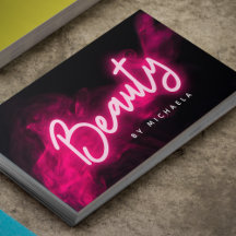 Moderne Rosa Neon- und Rauch-Friseur Salon