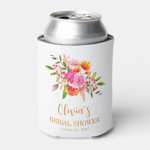 Moderne rosa orange florale Brauseparty-Benutzerde Dosenkühler