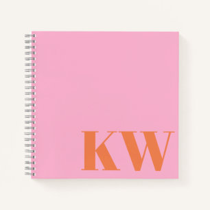Moderne rosa-orange Monogramm Anfangsbuchstaben pe Notizbuch