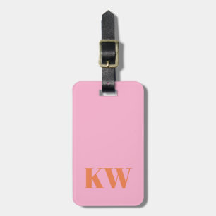 Moderne rosa-orange Monogramm-Initialen personalis Gepäckanhänger