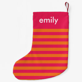 Moderne rosa Orange Streifen Kleiner Weihnachtsstrumpf