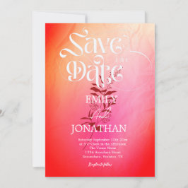 Moderne rosa-orangefarbene Aquarell-Typografie Save The Date