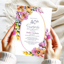 Moderne rosa orangefarbene Blumenüberraschung 40. 