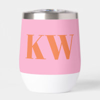 Moderne rosa orangefarbene Monogramm-Initialen Per