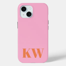 Moderne rosa orangefarbene Monogramm-Initialen Per Case-Mate iPhone Hülle