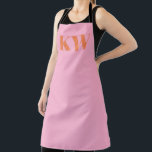 Moderne rosa orangefarbene Monogramm-Initialen Per Schürze<br><div class="desc">Moderne rosa Orange Monogram Initialen Personalisierte Schürze</div>