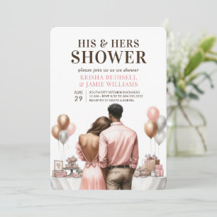 Moderne rosa Paare Dusche Polterabend Einladung