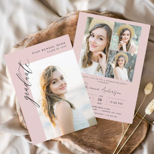 Moderne rosa Party zum Minimalistischen Foto Einladung