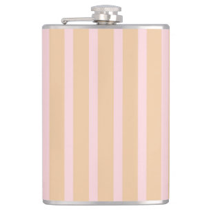 Moderne rosa Pfirsich-Taffy-Gestreift Flachmann