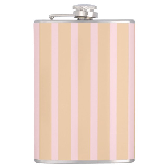 Moderne rosa Pfirsich-Taffy-Gestreift Flachmann (Vorderseite)