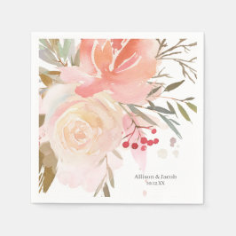 Moderne rosa Pfirsichblütenhochzeit Napkins Serviette
