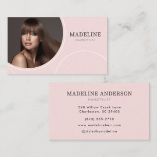 Moderne Rosa Photo Haar Stylist Visitenkarte