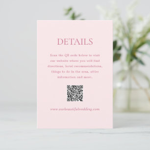 Moderne rosa QR Code Elegante Hochzeit Begleitkarte