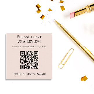 Moderne rosa QR-Code Google-Bewertung Quadratische Visitenkarte
