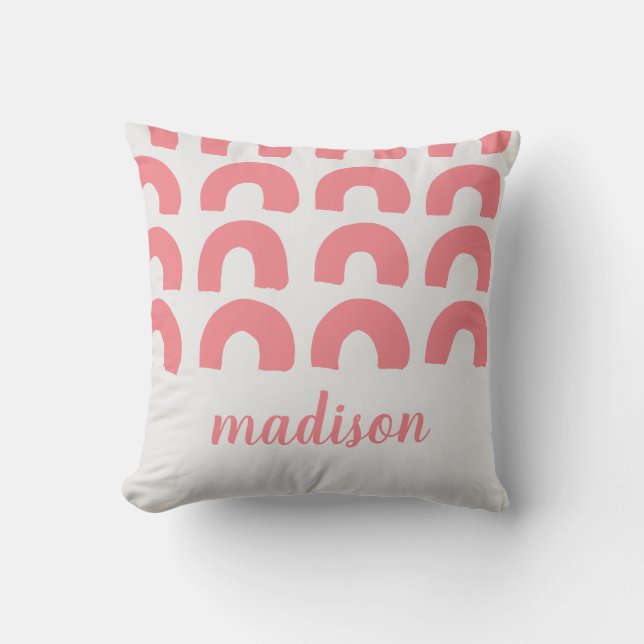 Moderne rosa Regenbogen grau Adorable Kids Custom Kissen (Vorderseite)