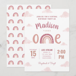 Moderne rosa Regenbogenwolken virtuell zum ersten  Einladung