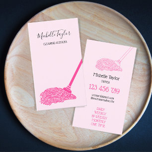 Moderne rosa Reinigungsdienstleistungen Putzfrau Visitenkarte