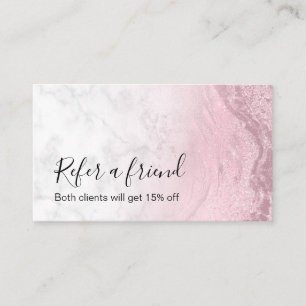 Moderne Rosa Rosa Glitzer Marmor Makeup Künstler Empfehlungskarte