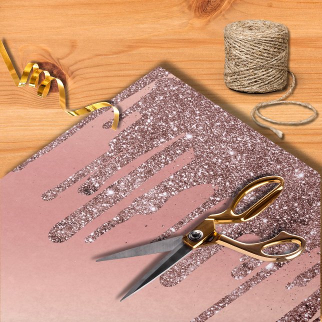 Moderne rosa Rose Gold Glitzer Dripping Wedding Seidenpapier (Von Creator hochgeladen)