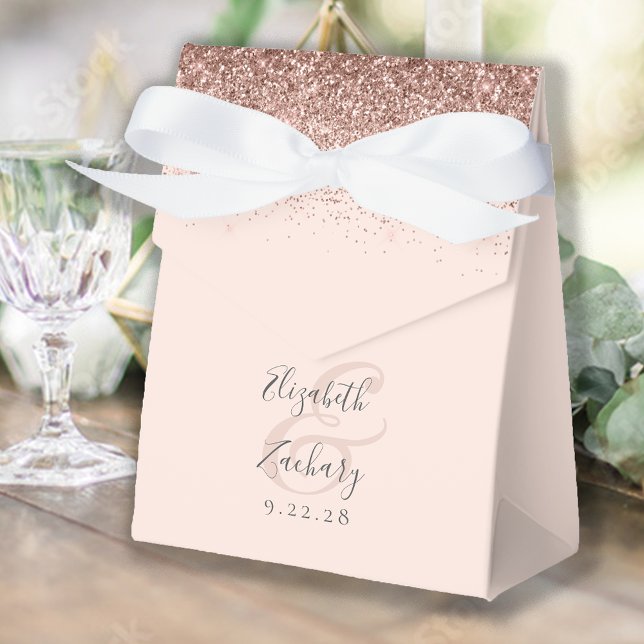 Moderne Rosa Rose Gold Glitzer Hochzeit Geschenkschachtel (Von Creator hochgeladen)