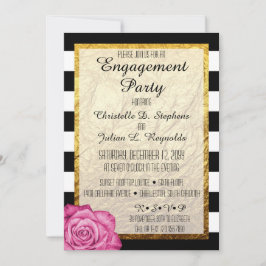 Moderne rosa Rose Imitate Gold Foil Engagement Par Einladung